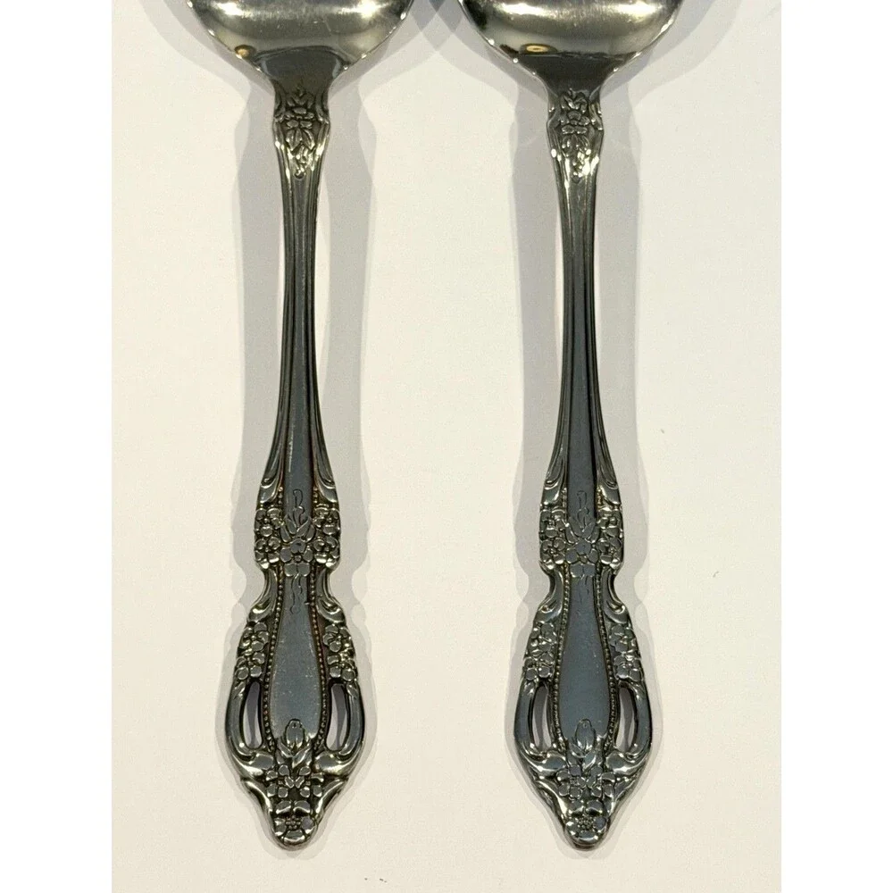 6 Oneida Raphael Stainless Soup Spoons Tablespoons Distinction Deluxe Flatware